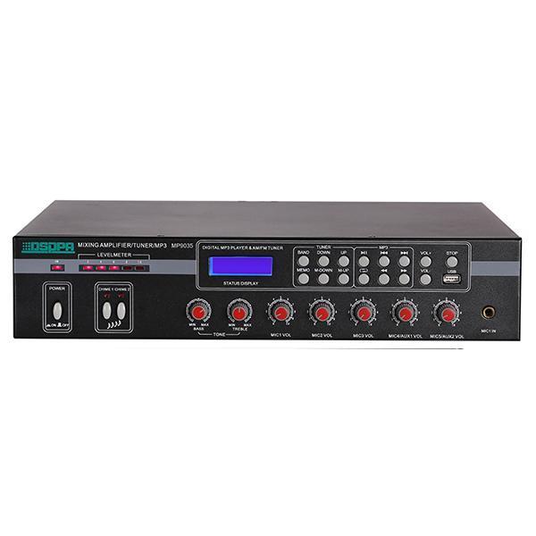 MP9035 5 Mic & 2 AUX Mixer Amplifier com USB e FM